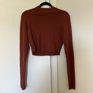 Cropped Long Sleeve Mock Neck Sweater